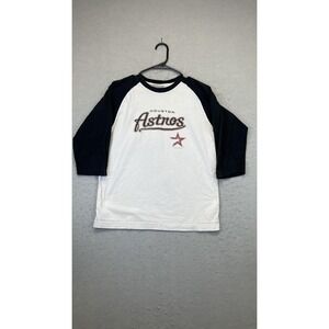 Vintage Houston Astros Shirt Youth‎ Large 14/16 White Navy MLB Baseball 2005
